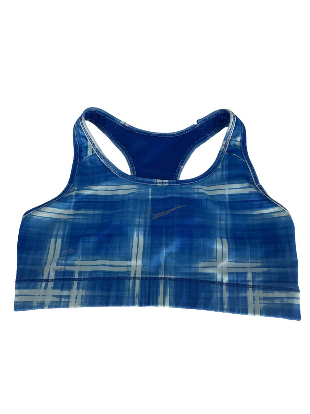 Nike Blue Plaid Racerback Athletic Sports Bra Women's